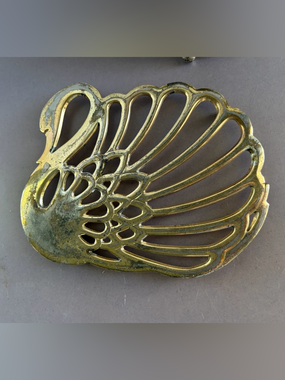 Vintage Patina Swan Trivet
